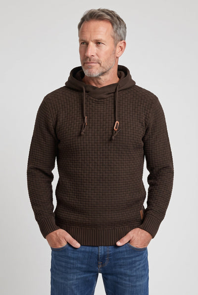Men's Hoodie | Waffle Texture Crossover Hood - 13