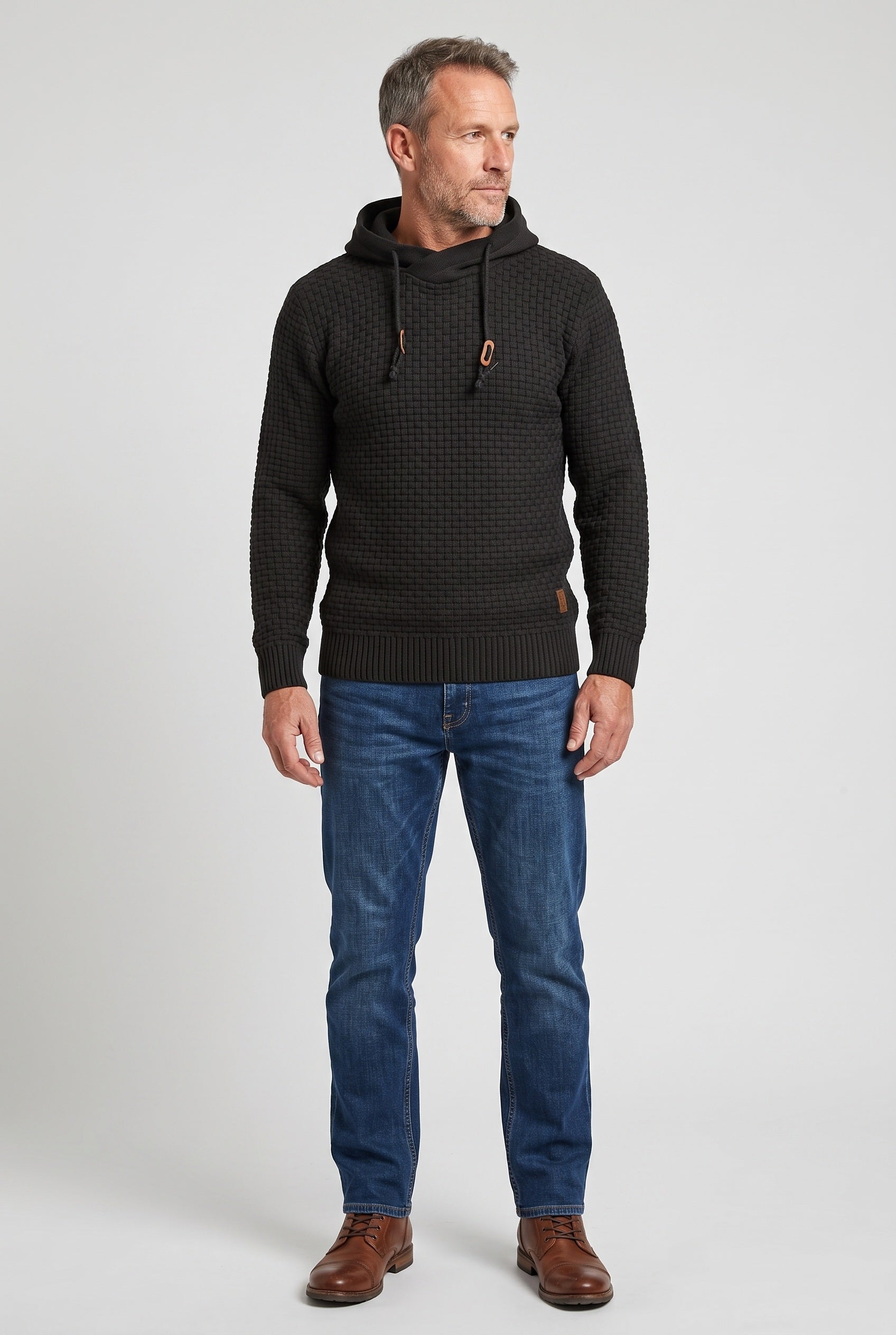 Men's Hoodie | Waffle Texture Crossover Hood - 2