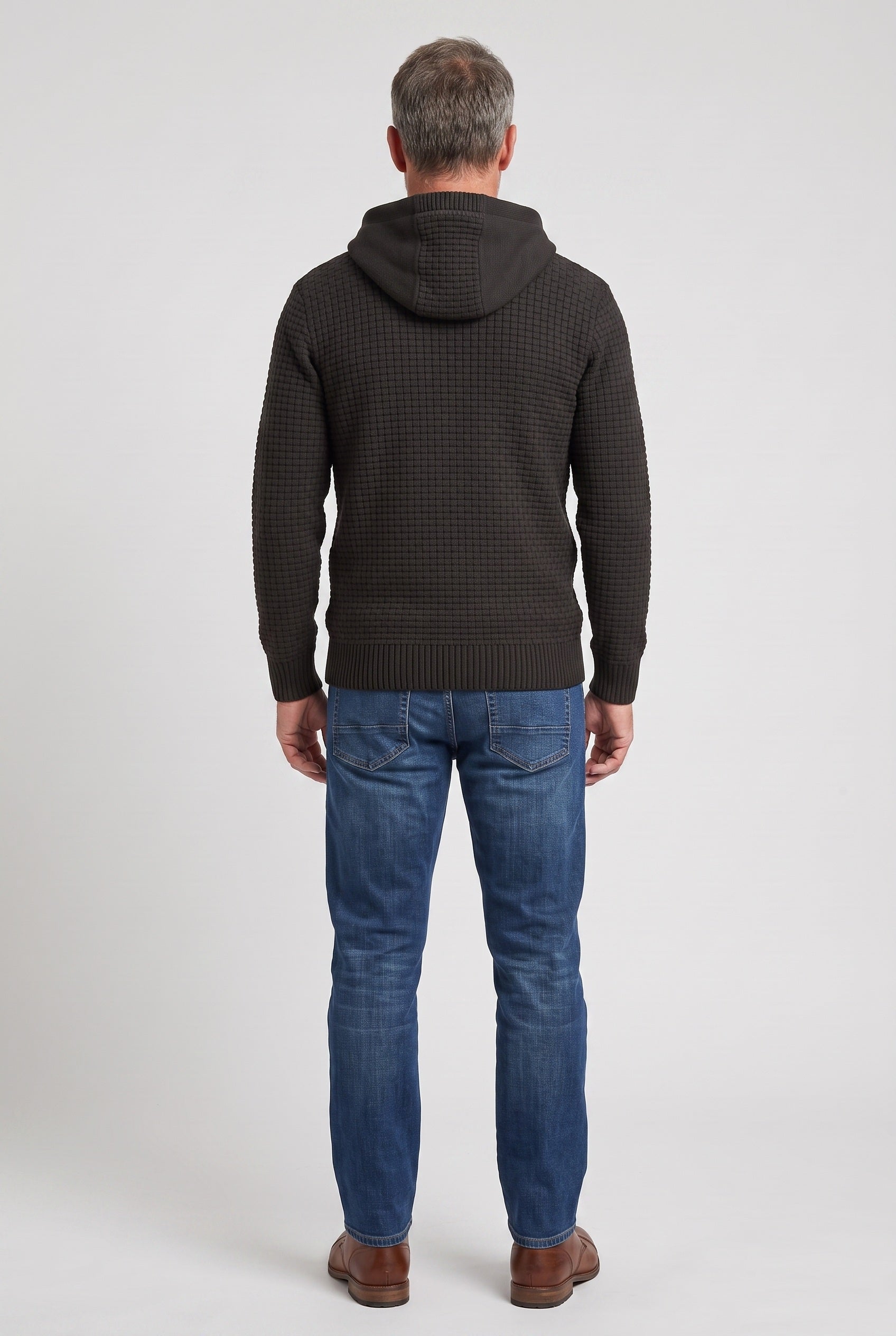 Men's Hoodie | Waffle Texture Crossover Hood - 3