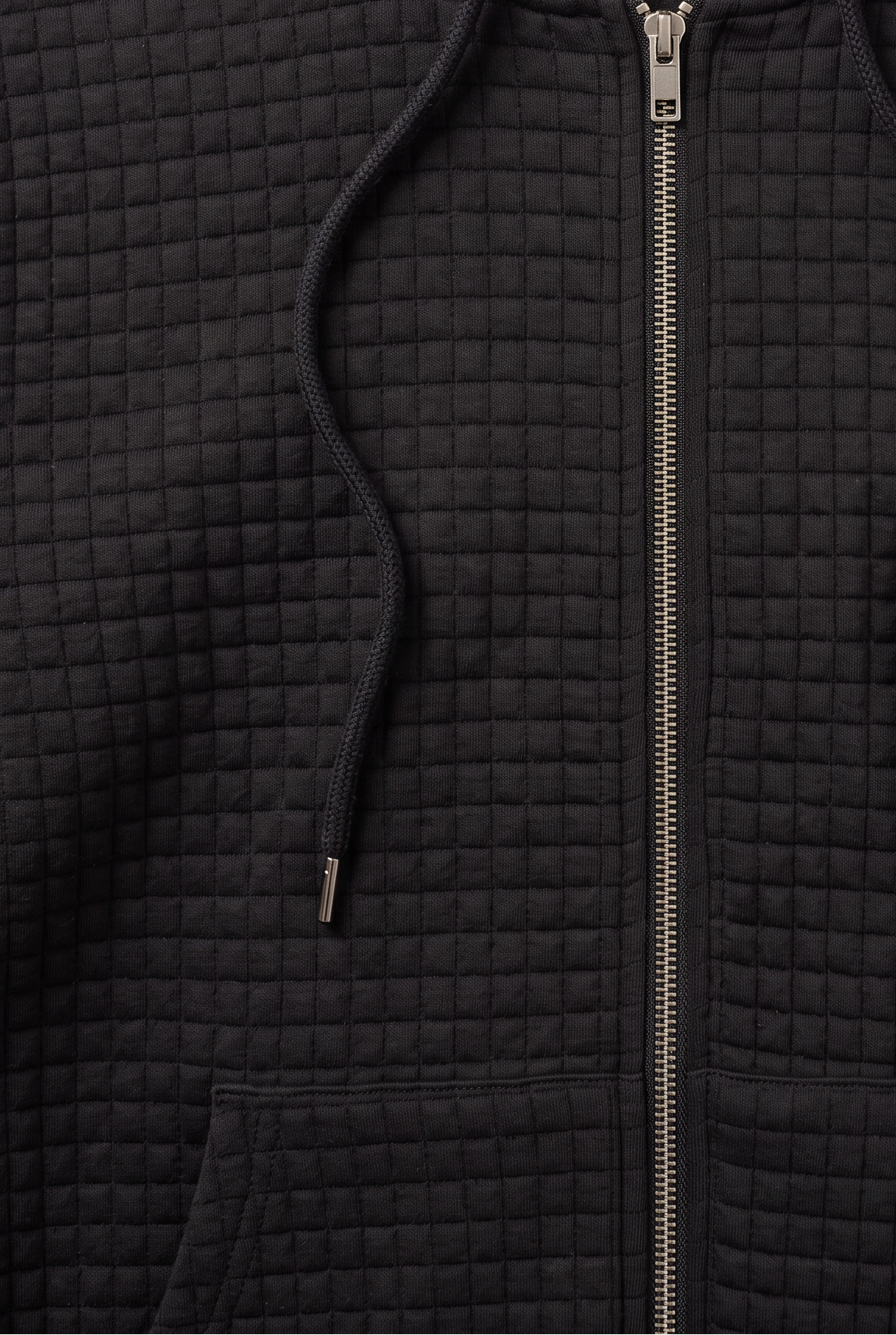 Men's Zip Up Hoodie | Waffle Texture Front Pockets