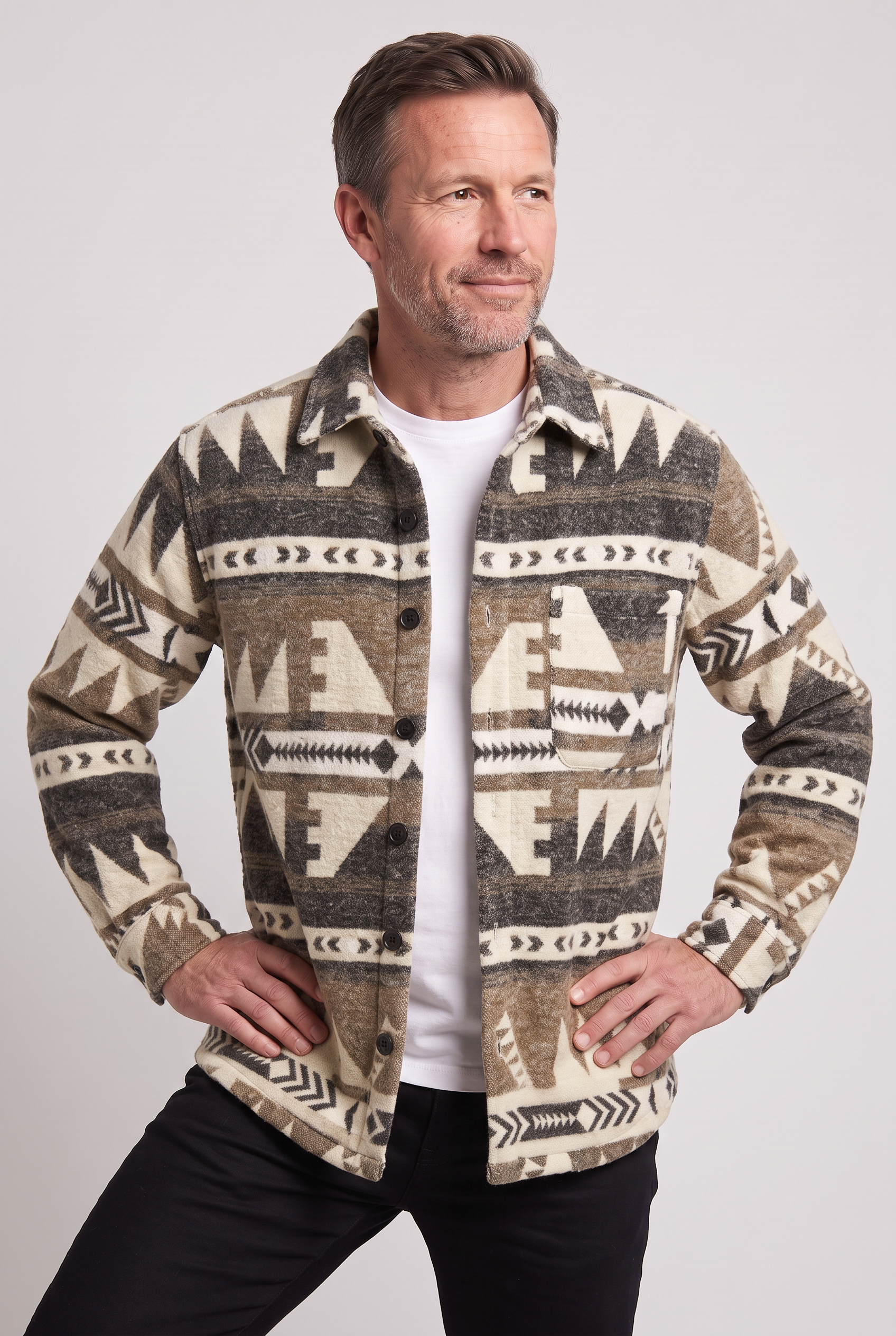 Men's Jacket | Aztec Print Button Front