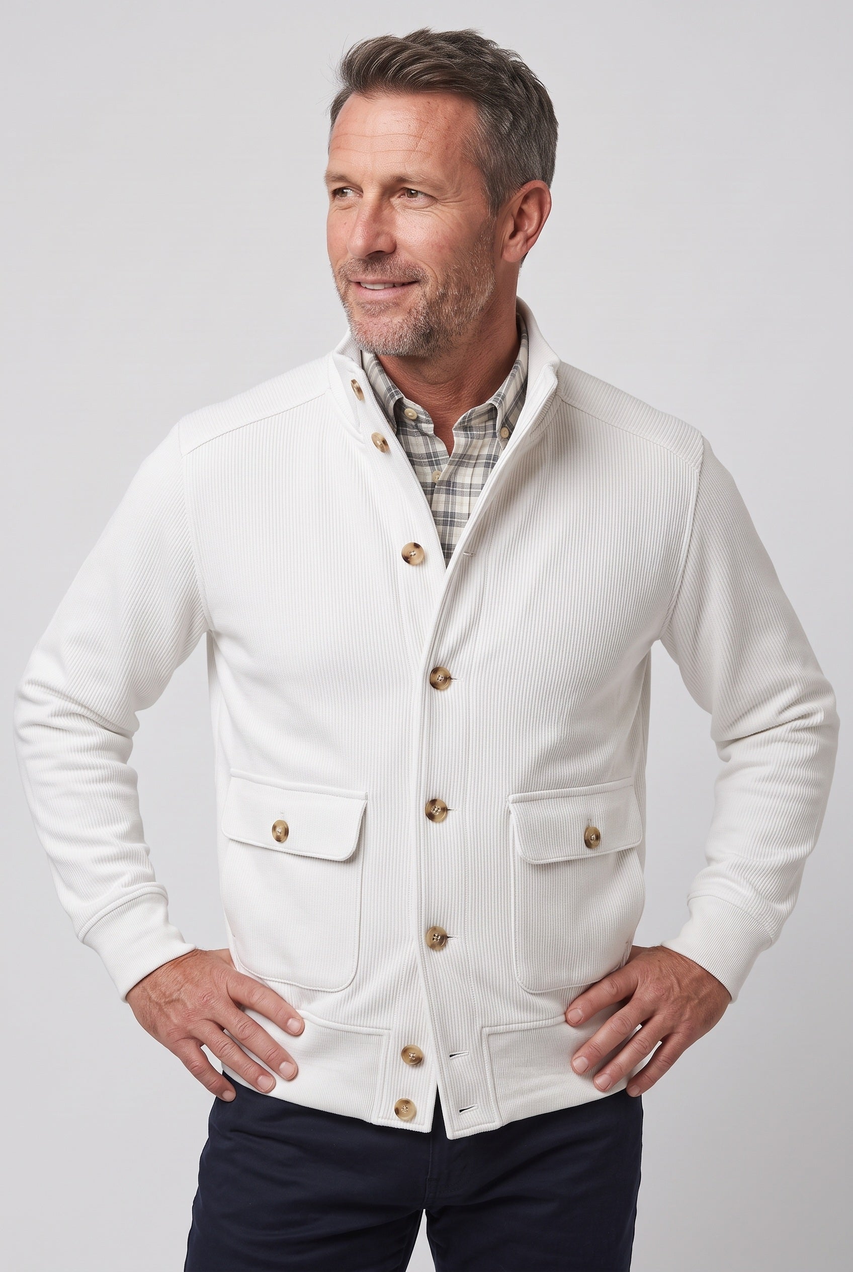 Men's Jacket | Button Front Stand Collar - 4