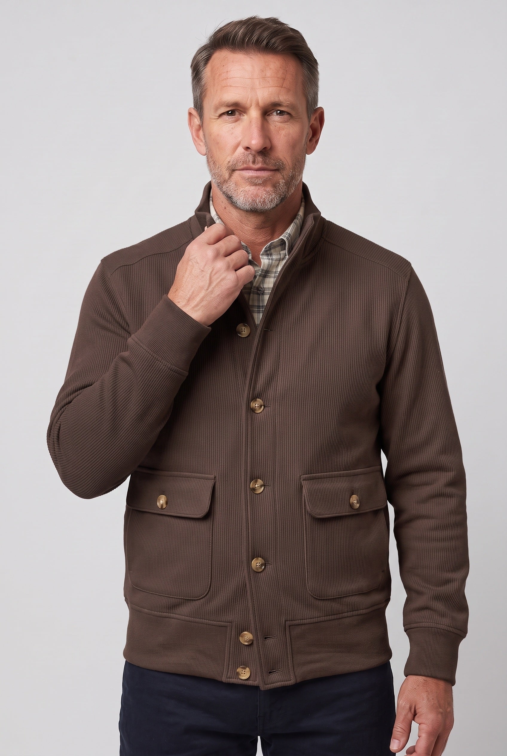 Men's Jacket | Button Front Stand Collar - 6