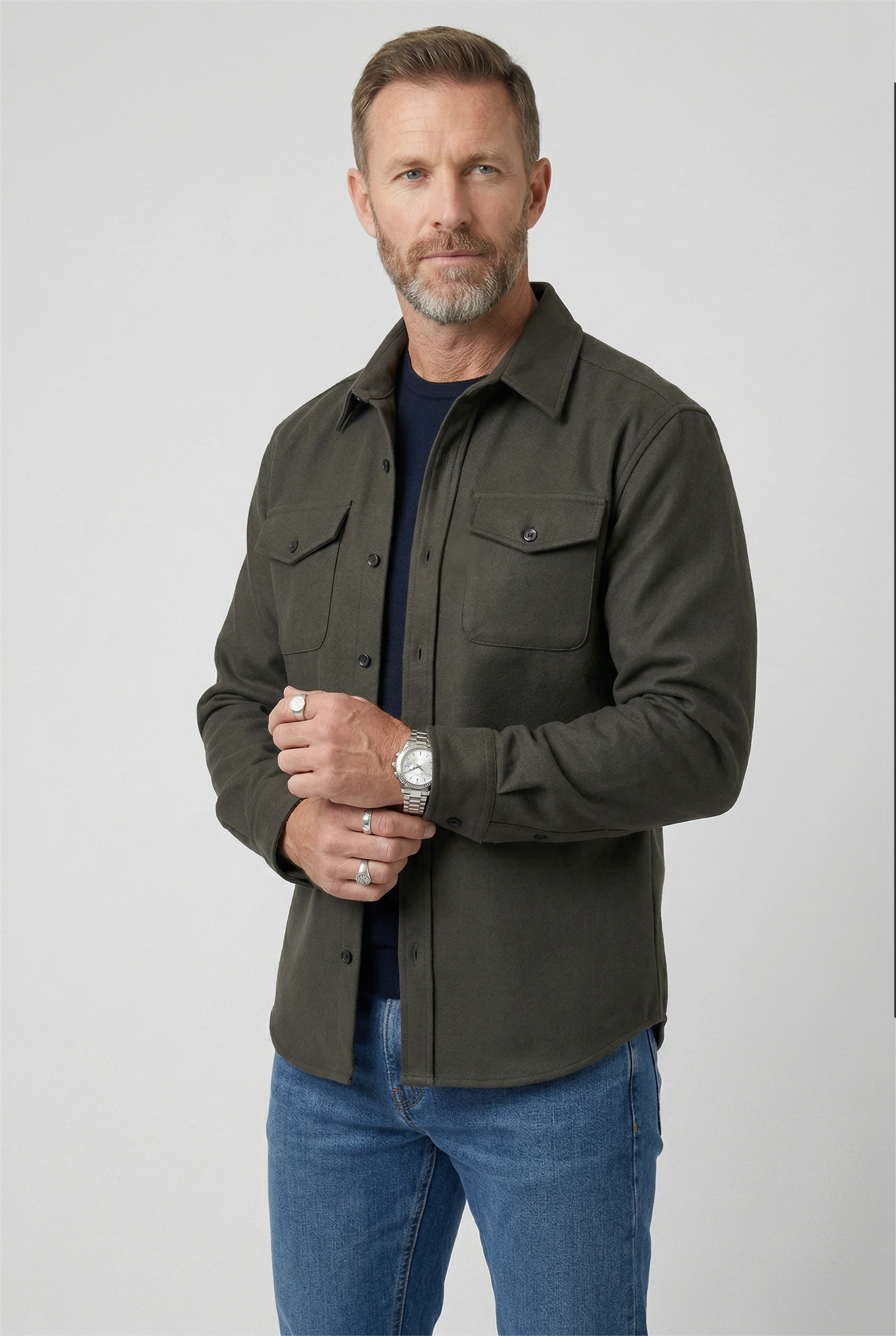 Men's Jacket | Flap Chest Pockets Buttoned Cuffs - 7