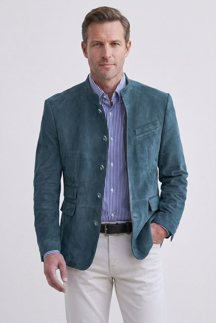 Men's Jacket | Suede-Look Stand Collar - 5
