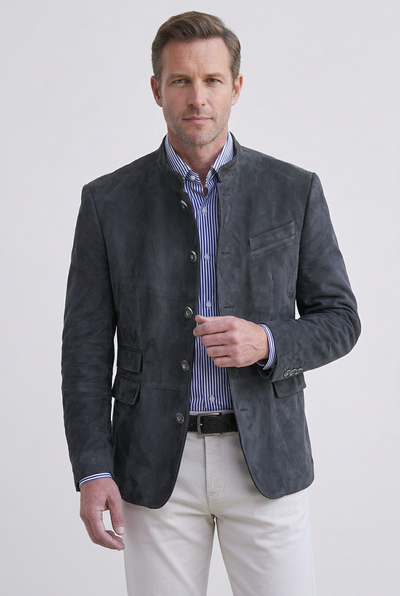 Men's Jacket | Suede-Look Stand Collar - 7