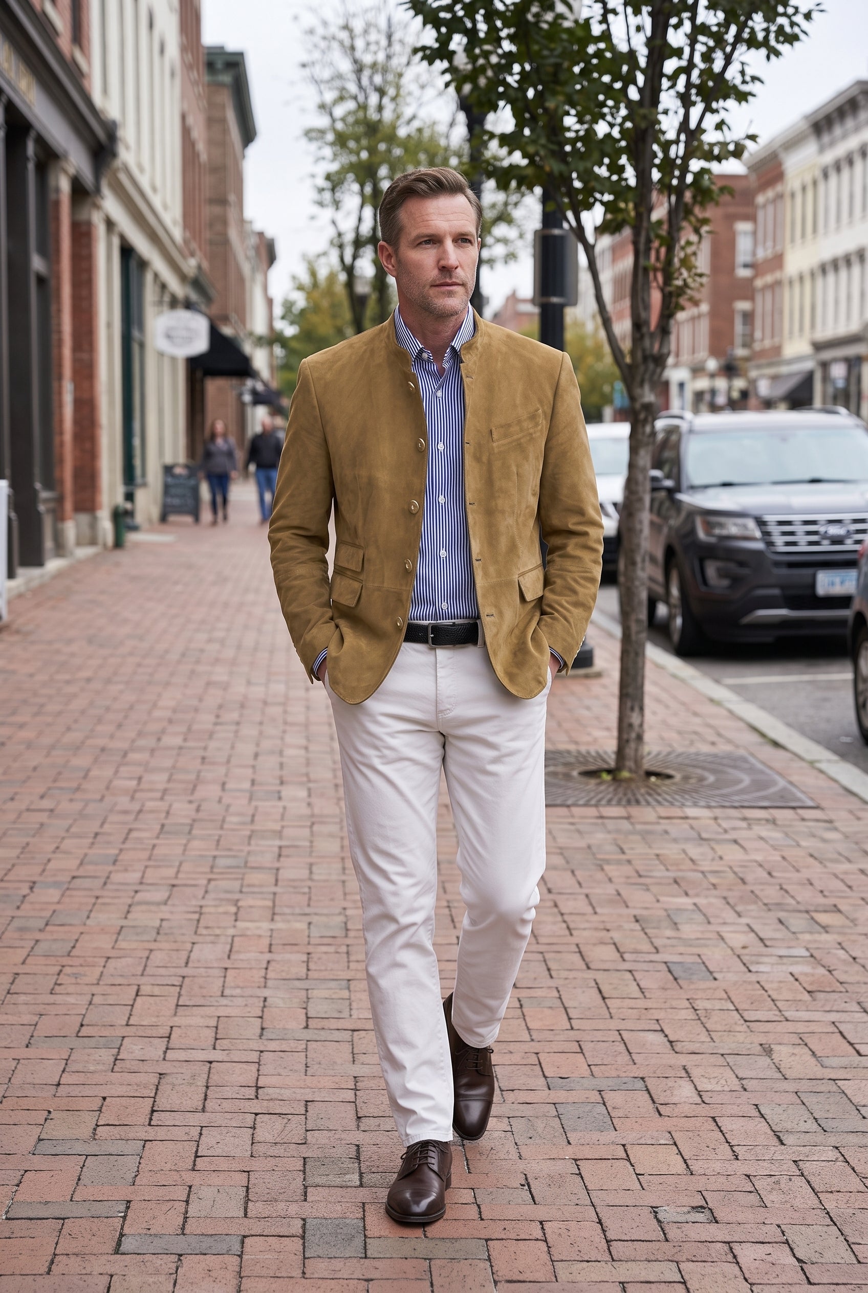 Men's Jacket | Suede-Look Stand Collar - 8