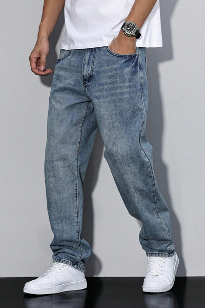 Men's Jeans | Loose Fit Washed Straight Leg - 7