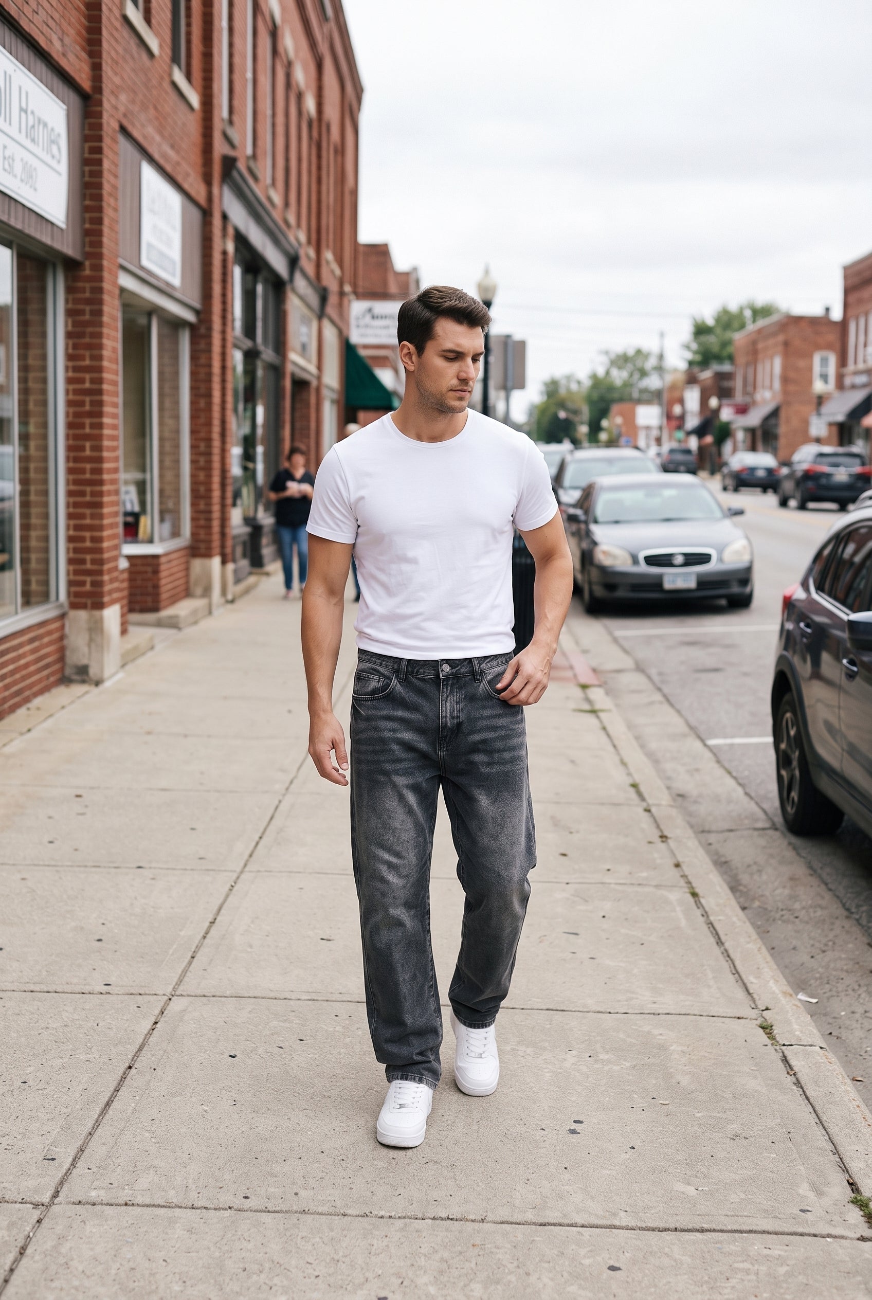 Men's Jeans | Loose Fit Washed Straight Leg - Black lifestyle
