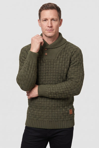 Men's Knit Sweater | Shawl Collar Button Placket - 10