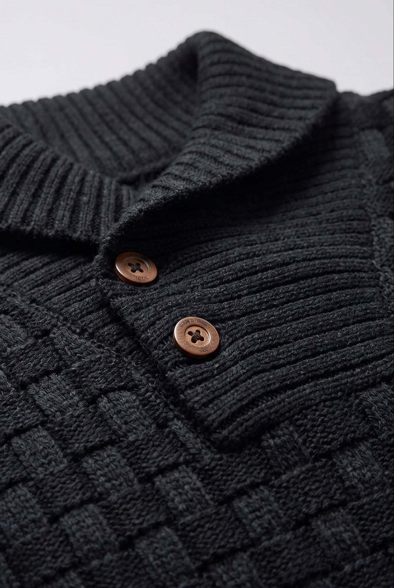 Men's Knit Sweater | Shawl Collar Button Placket - 3