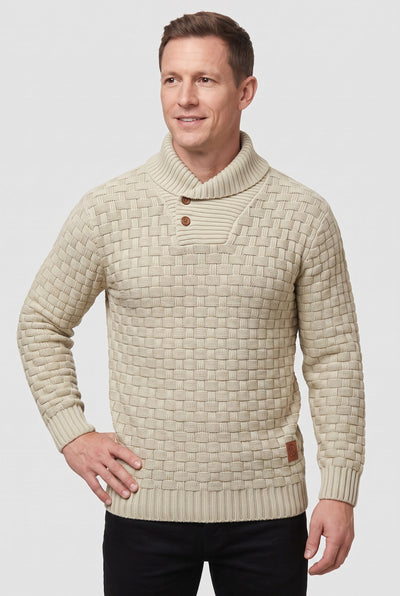 Men's Knit Sweater | Shawl Collar Button Placket - 8