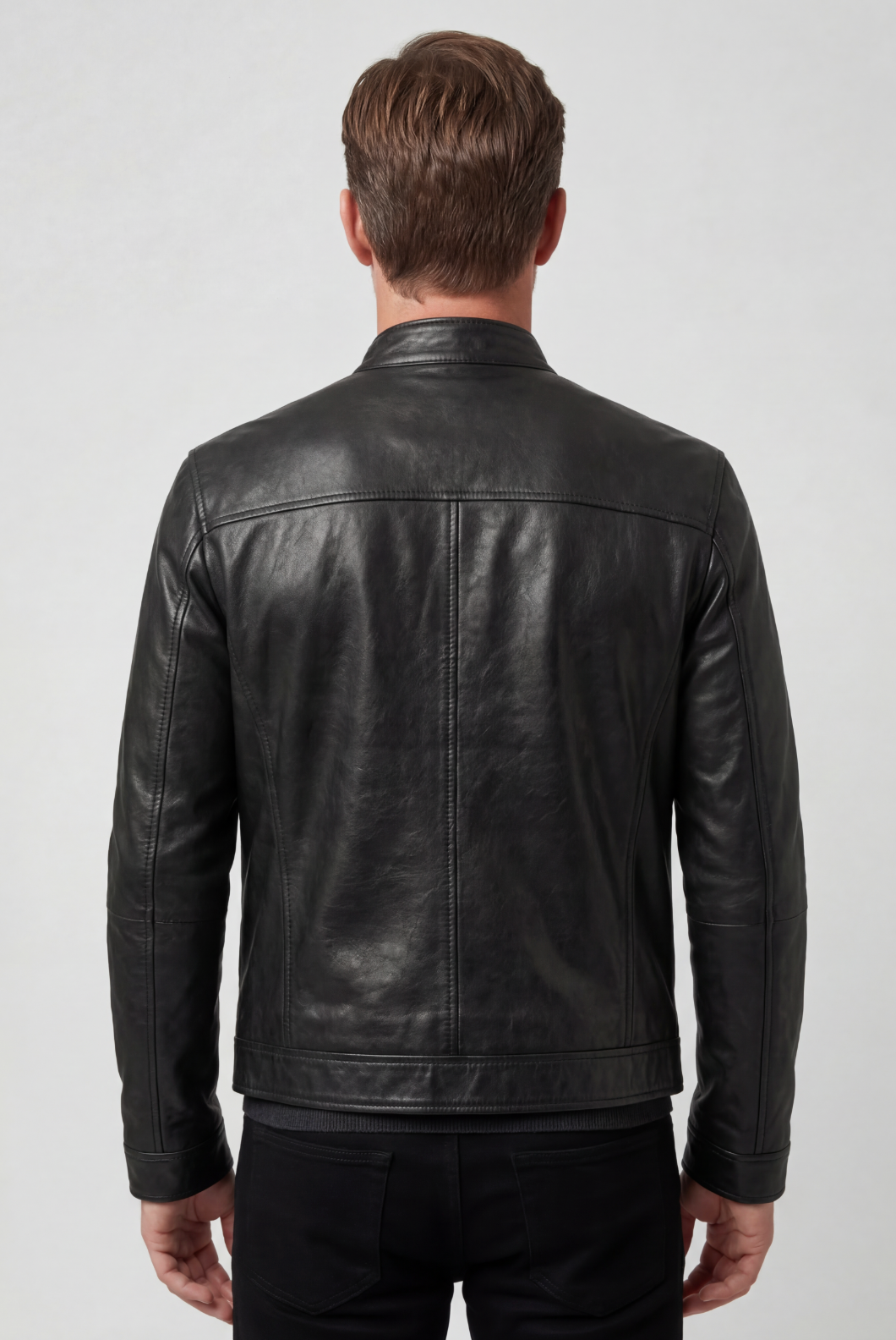 Men's Leather-Look Jacket | Quilted Shoulder Panels - 2