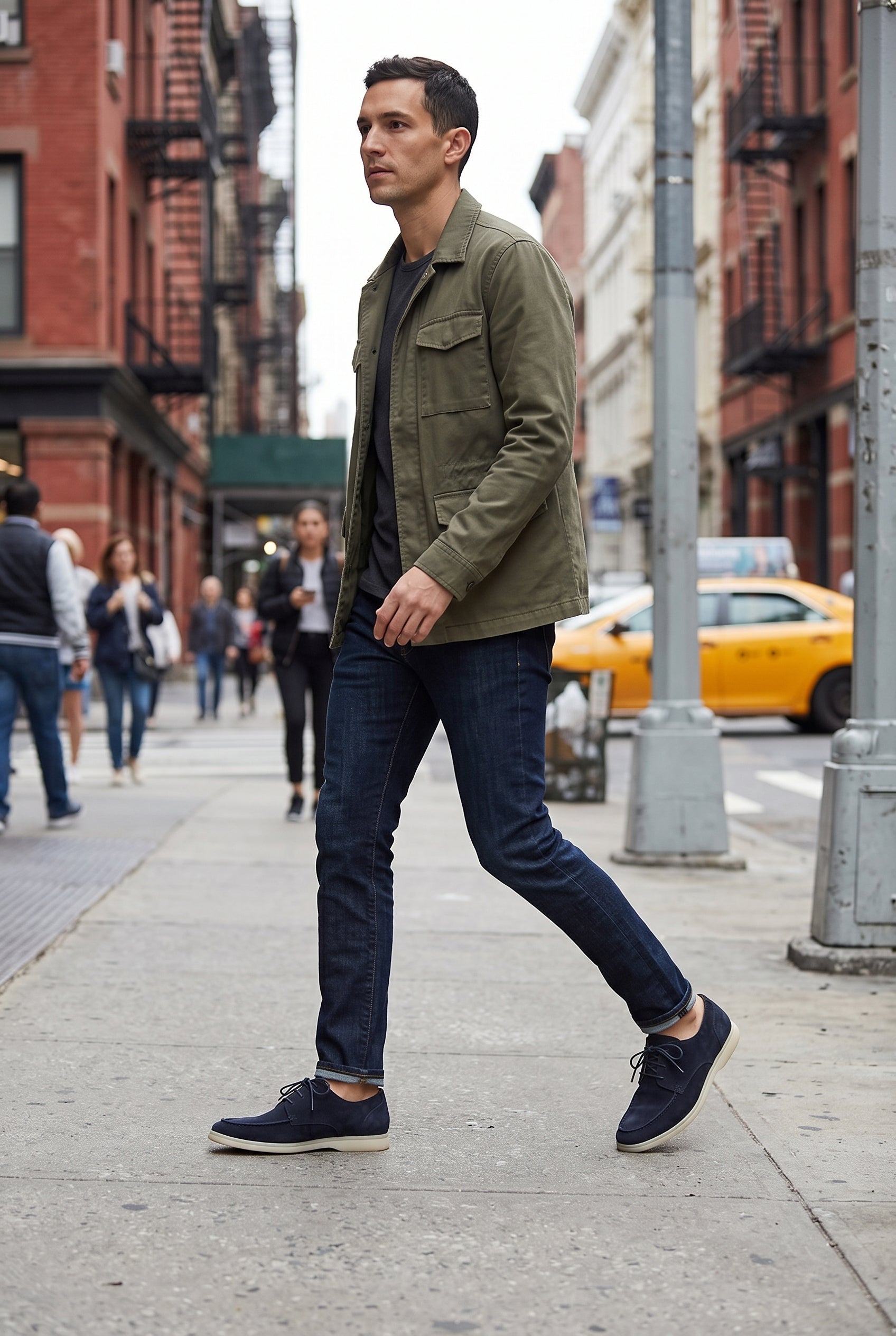 Men's Loafers | Lace-Up Suede-Look with Cup Sole - Navy lifestyle