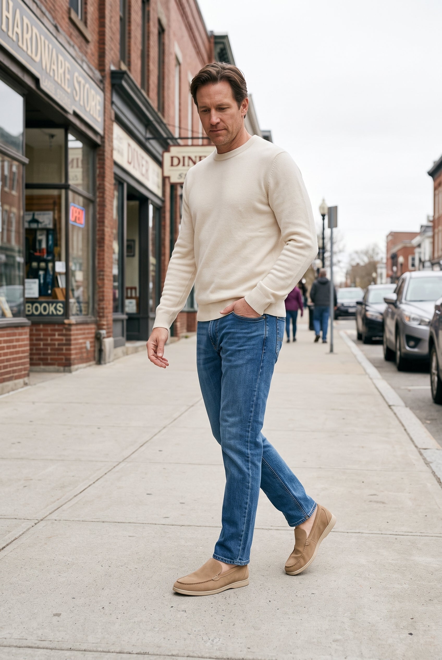 Men's Loafers | Moccasin Stitch with Tonal Sole - Khaki lifestyle