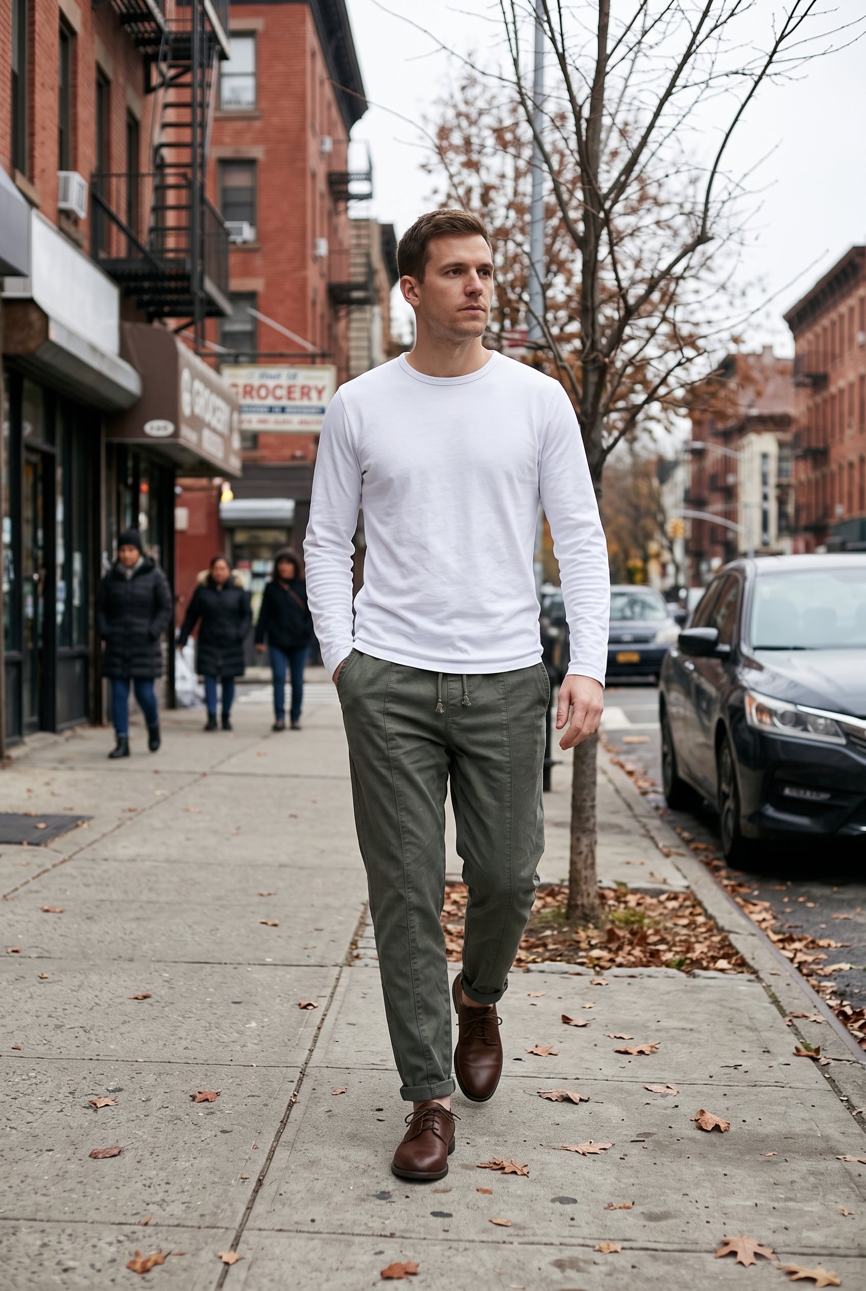 Men's Pants | Pull On Tapered with Rolled Hem - Army Green lifestyle