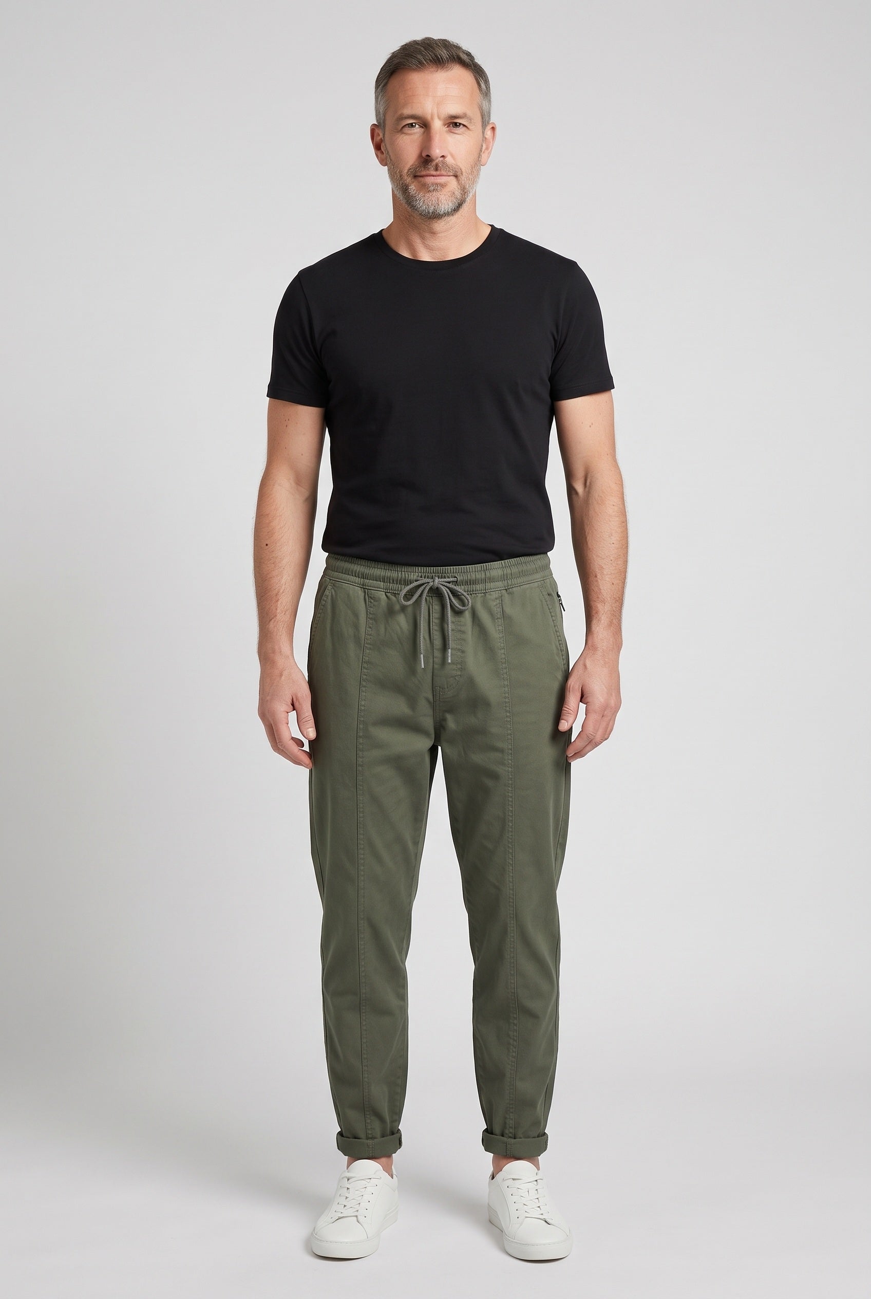 Men's Pants | Tapered Drawstring Elastic Waist - 2