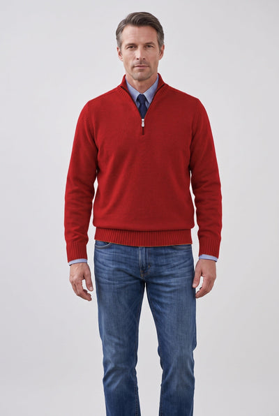 Men's Quarter Zip Sweater | Fine Knit Stand Collar - 1