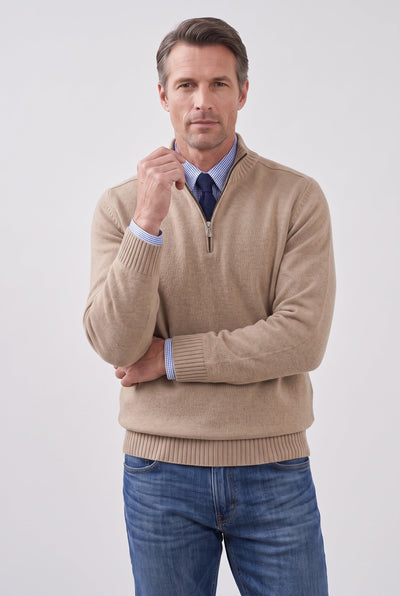Men's Quarter Zip Sweater | Fine Knit Stand Collar - 10