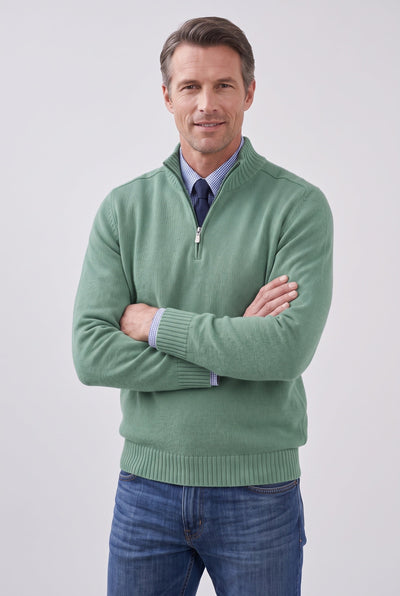 Men's Quarter Zip Sweater | Fine Knit Stand Collar - 12
