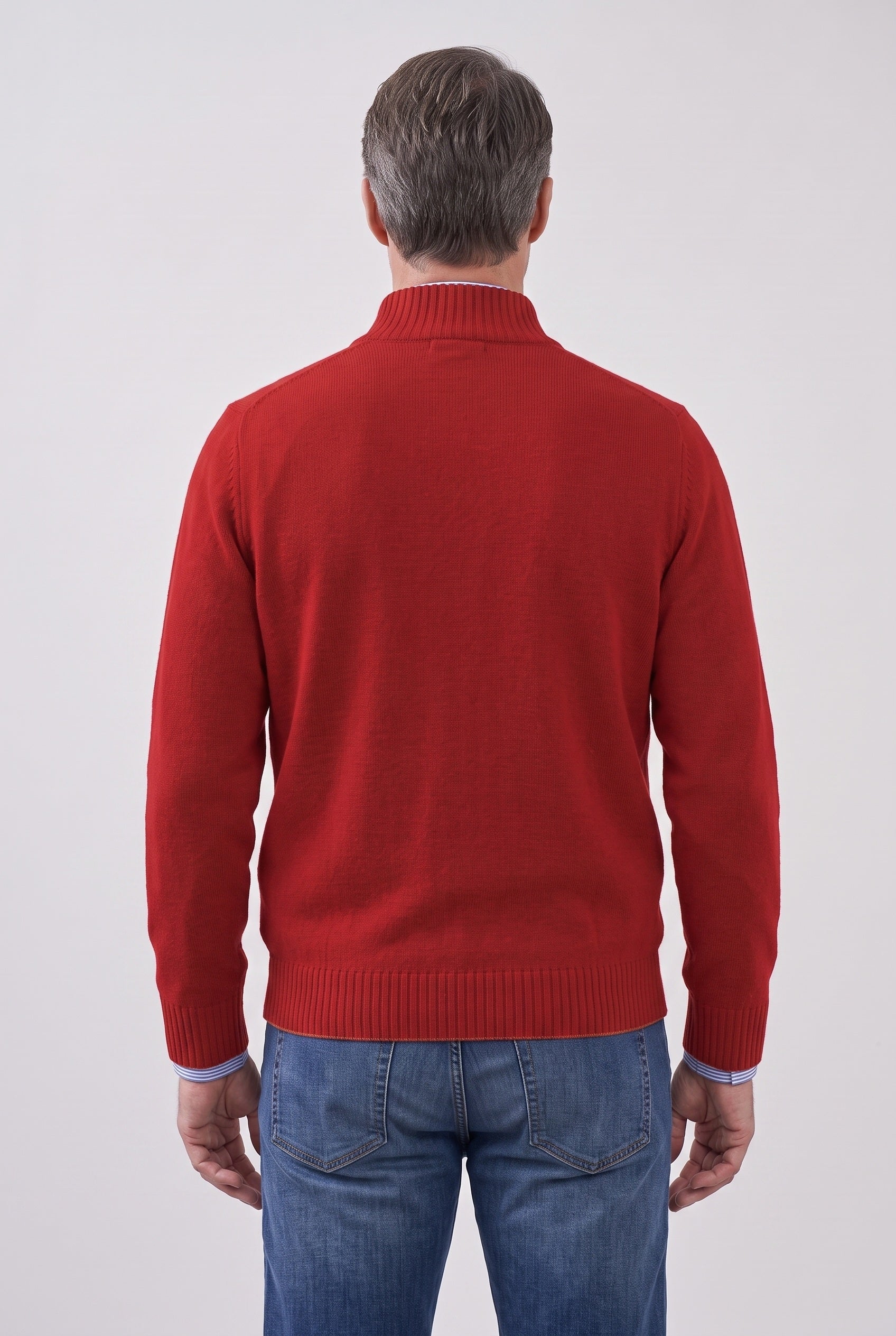 Men's Quarter Zip Sweater | Fine Knit Stand Collar - 2