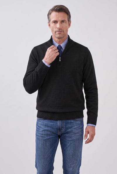 Men's Quarter Zip Sweater | Fine Knit Stand Collar - 6