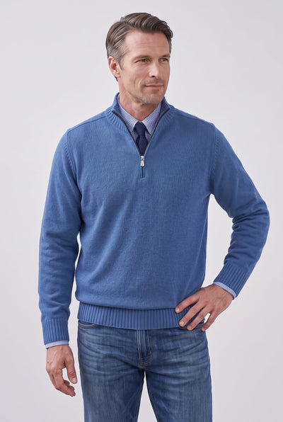 Men's Quarter Zip Sweater | Fine Knit Stand Collar - 9