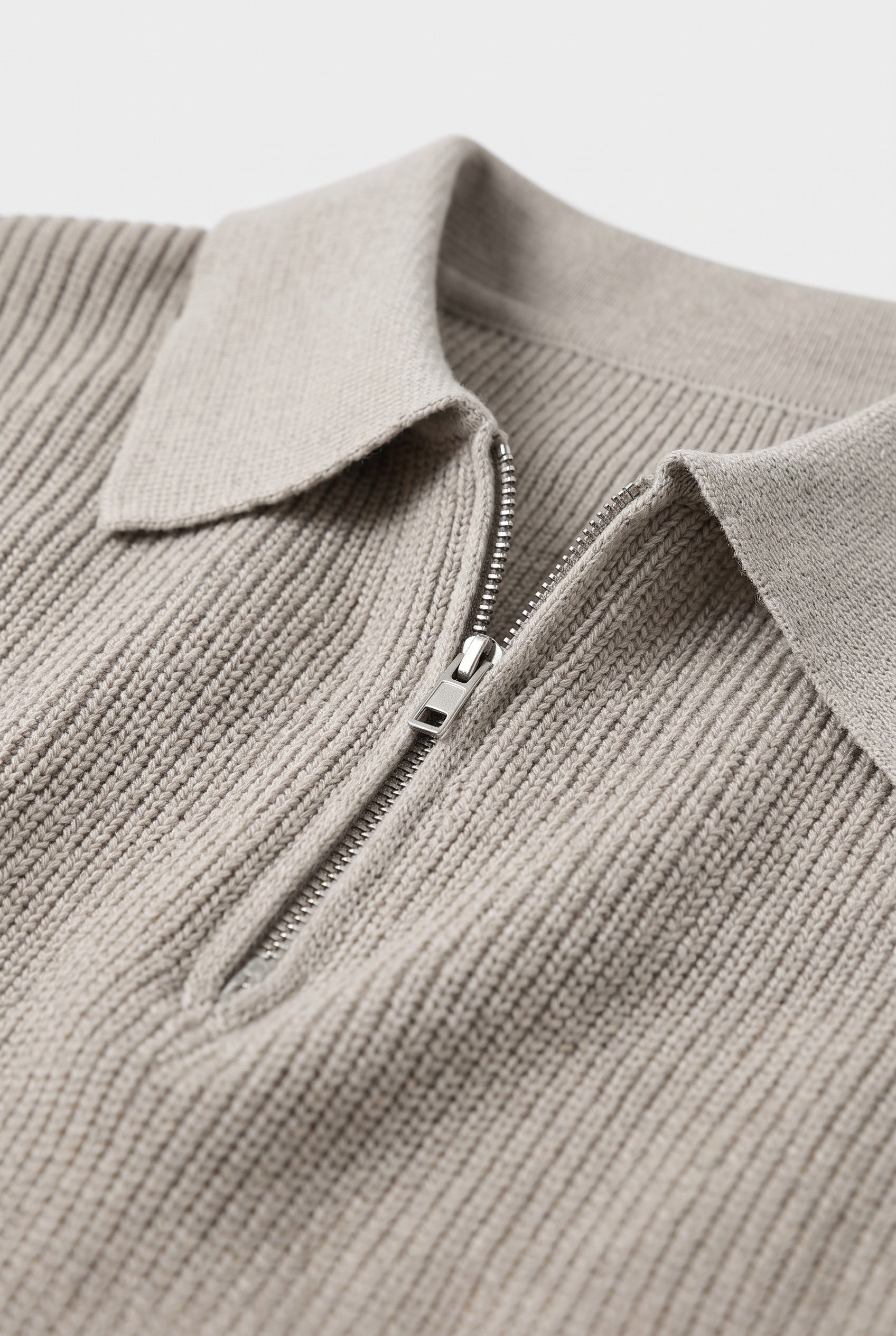Men's Quarter Zip Sweater | Ribbed Knit Polo Collar - 3