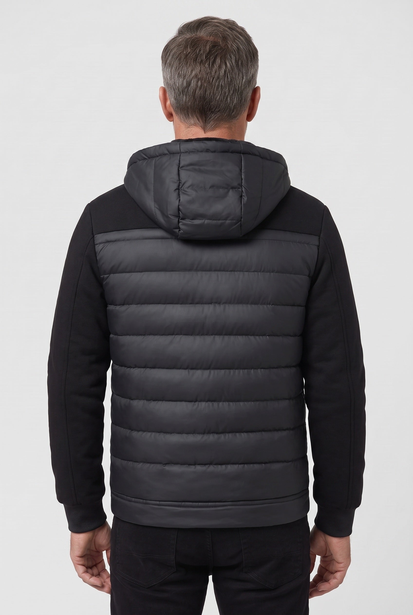 Men's Quilted Jacket | Knit Sleeves Detachable Hood - 2
