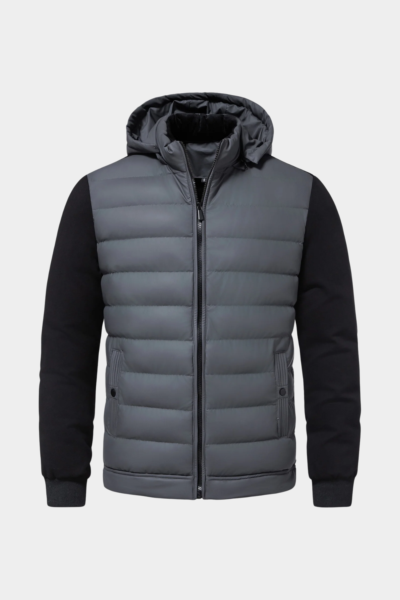 Men's Quilted Jacket | Knit Sleeves Detachable Hood - 8
