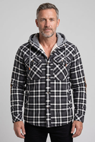 Men's Sherpa Jacket | Jersey Hood Elbow Patches - 1