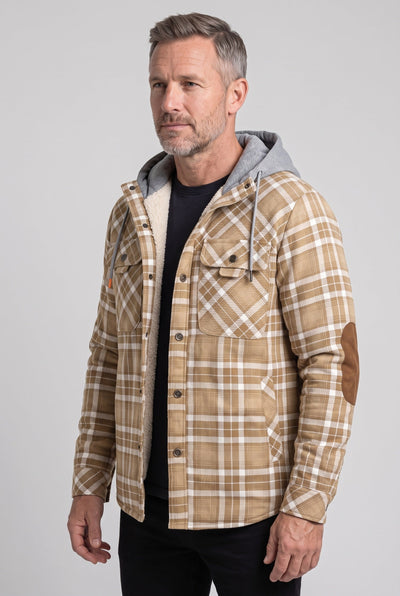Men's Sherpa Jacket | Jersey Hood Elbow Patches - 10