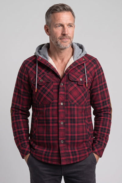 Men's Sherpa Jacket | Jersey Hood Elbow Patches - 11