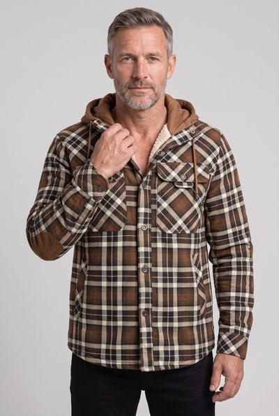 Men's Sherpa Jacket | Jersey Hood Elbow Patches - 6