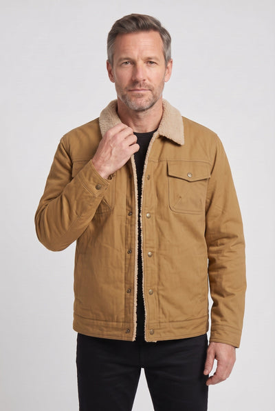 Men's Sherpa Jacket | Lined Collar with Snap Front - 7