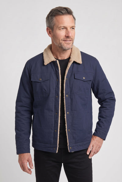 Men's Sherpa Jacket | Lined Collar with Snap Front - 8