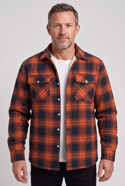 Men's Sherpa Jacket | Plaid with Buttoned Chest Pockets - 1