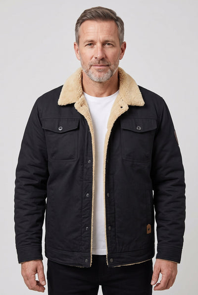 Men's Sherpa Jacket | Snap Front Flap Pockets - 1
