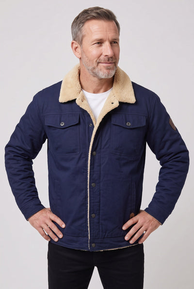 Men's Sherpa Jacket | Snap Front Flap Pockets - 5