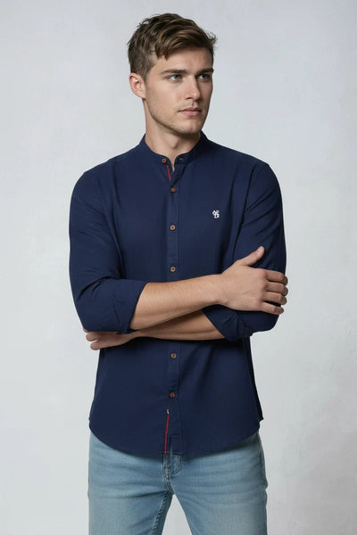 Men's Shirt | Band Neck with Contrast Placket - 1