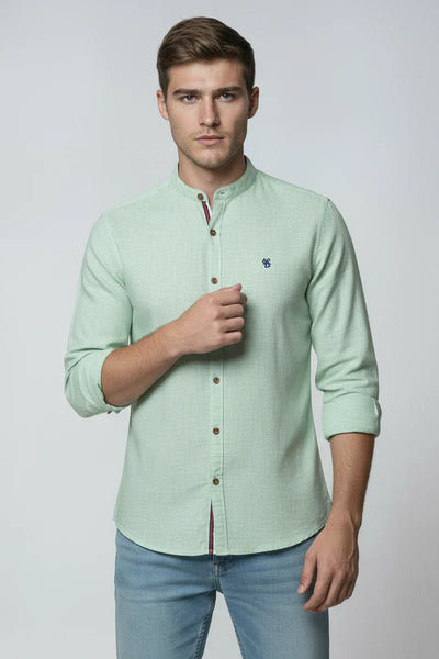 Men's Shirt | Band Neck with Contrast Placket - 10