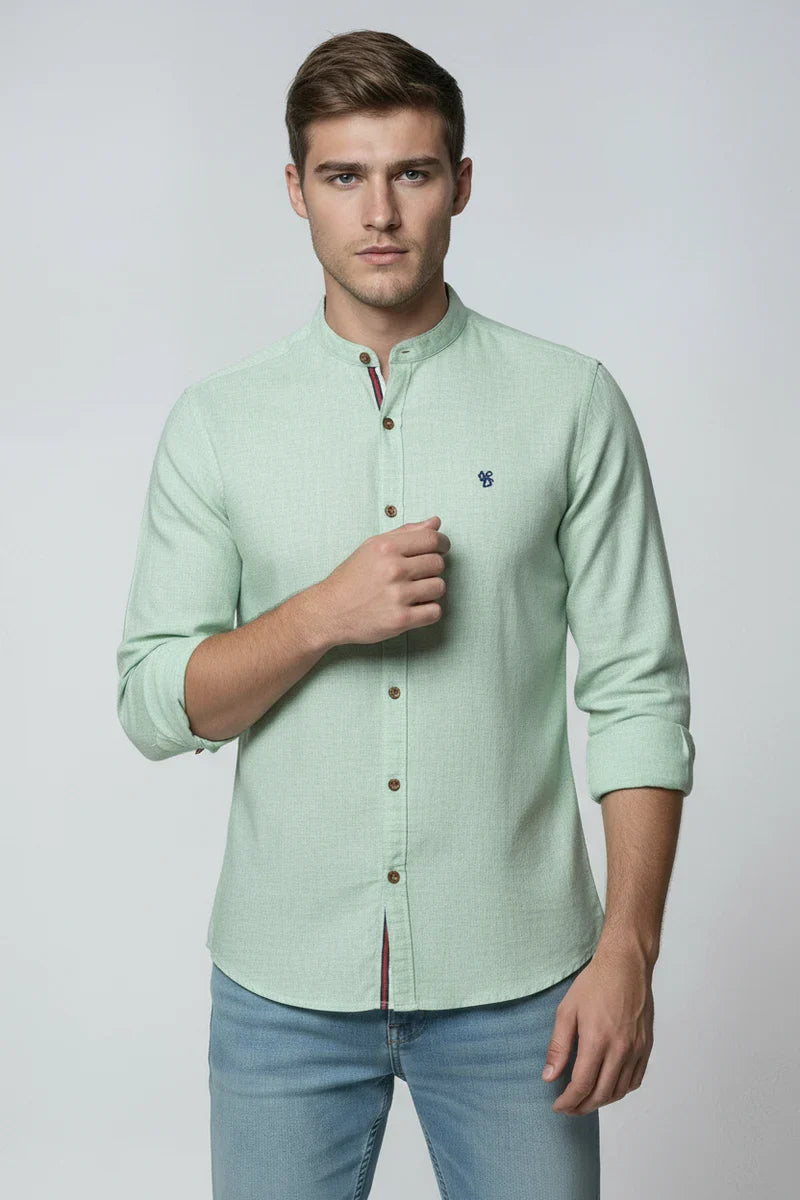 Men's Shirt | Band Neck with Contrast Placket - 10