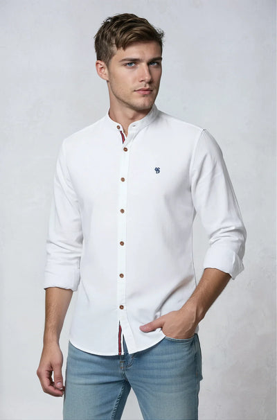 Men's Shirt | Band Neck with Contrast Placket - 5