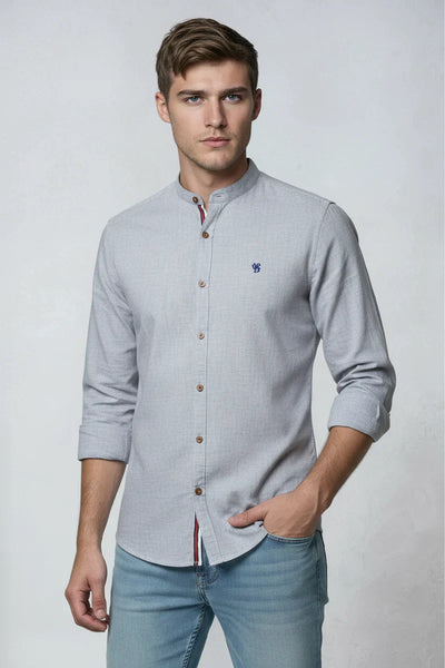Men's Shirt | Band Neck with Contrast Placket - 6
