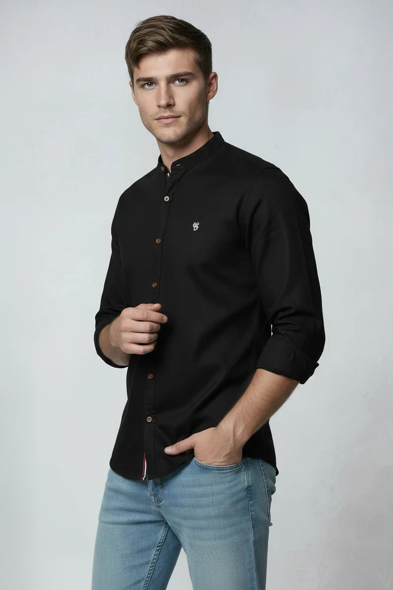 Men's Shirt | Band Neck with Contrast Placket - 8
