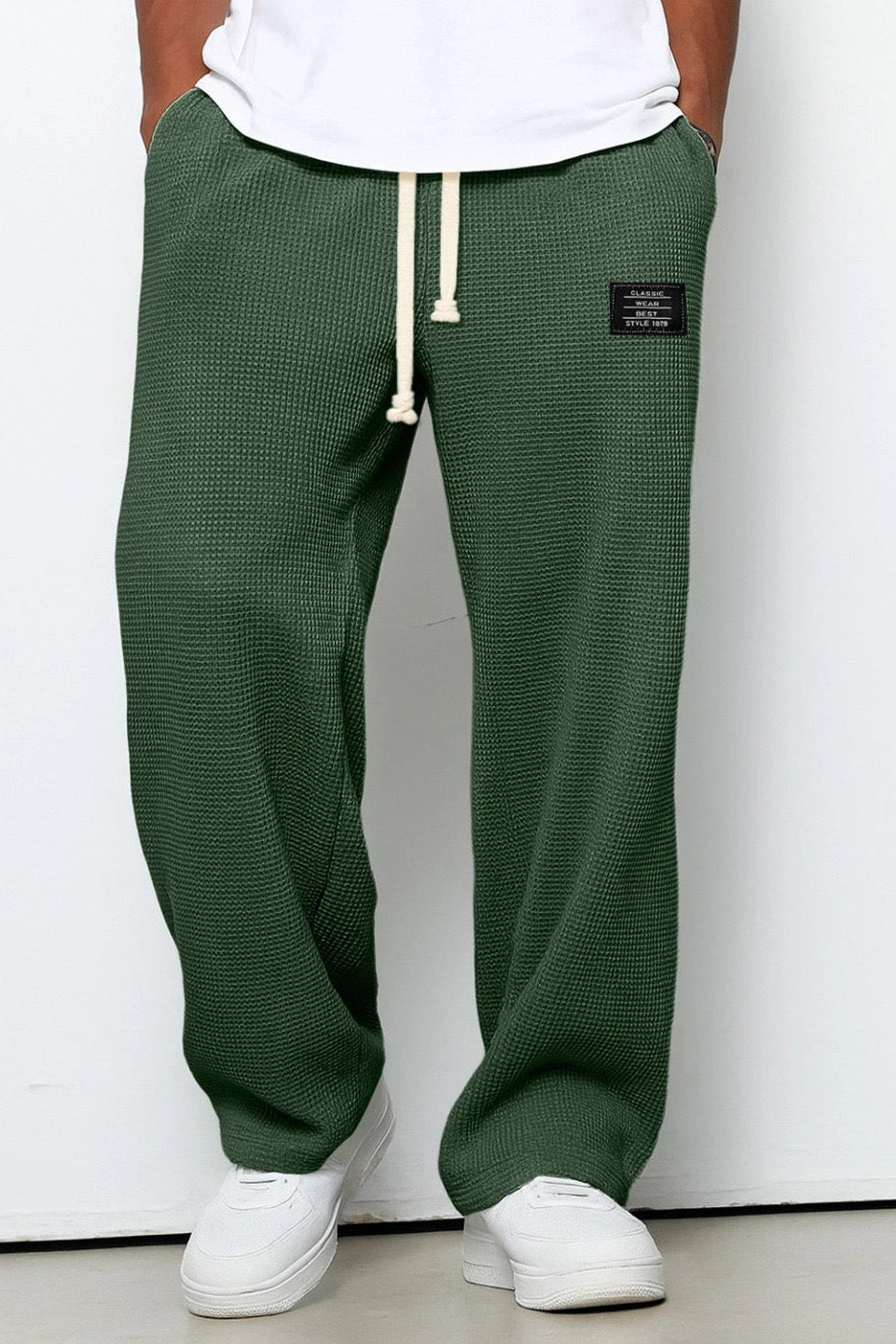 Men's Sweatpants | Wide Leg with Waffle Texture - 12