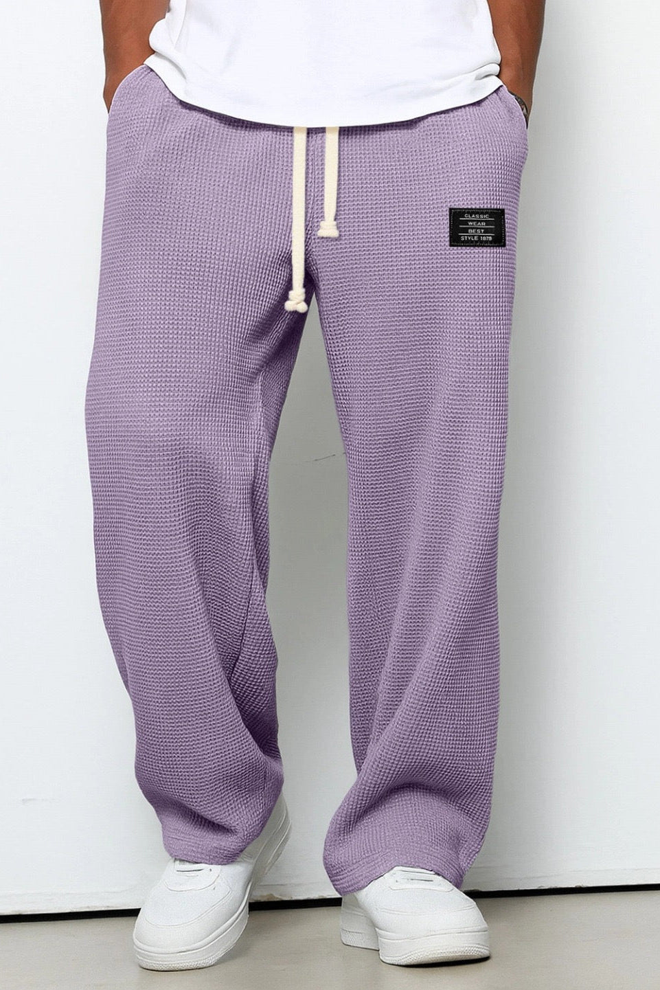 Men's Sweatpants | Wide Leg with Waffle Texture - 13