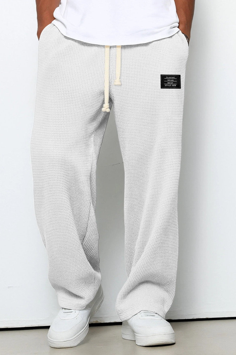 Men's Sweatpants | Wide Leg with Waffle Texture - 5