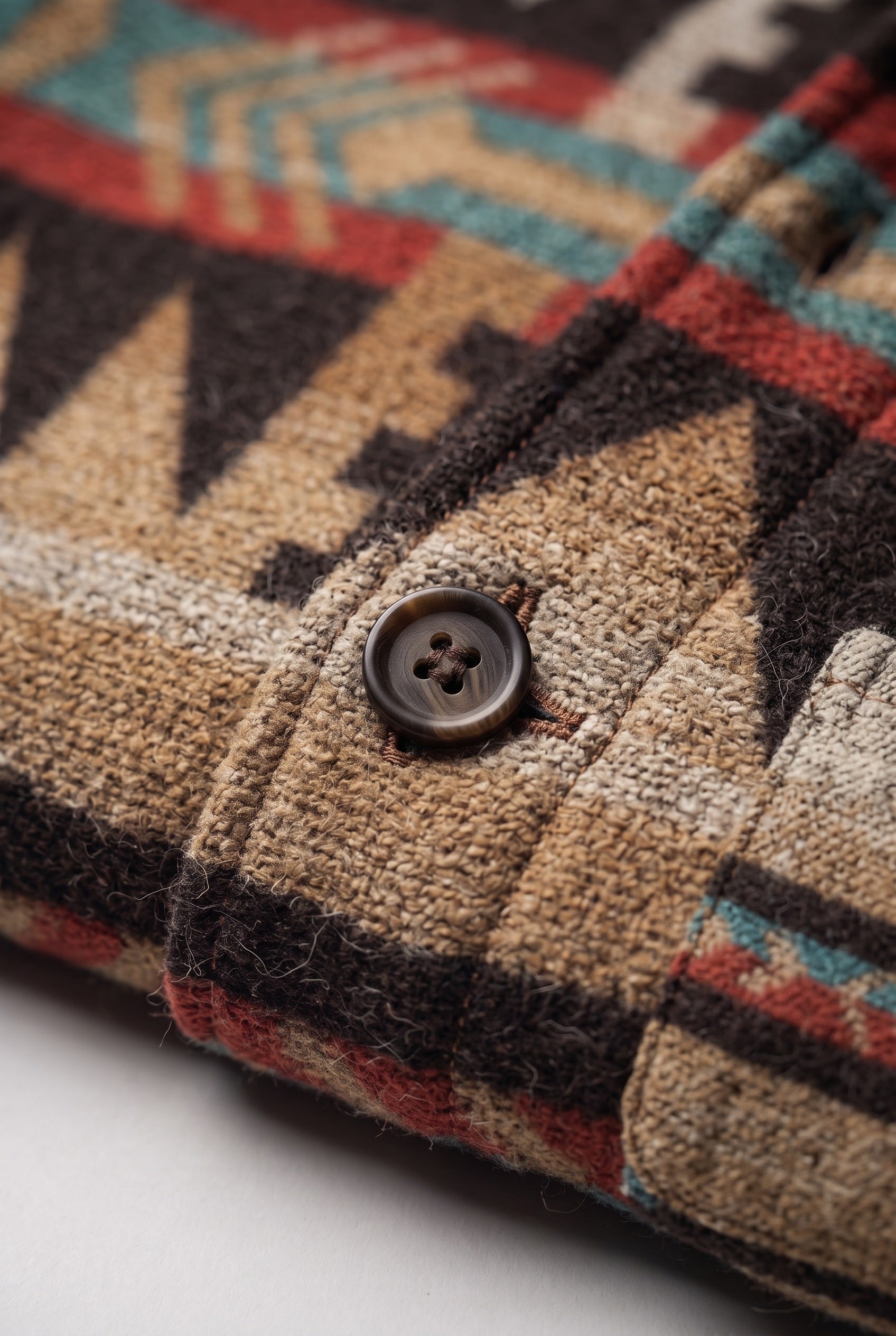 Men's Winter Jacket | Aztec Print Button Front - 3