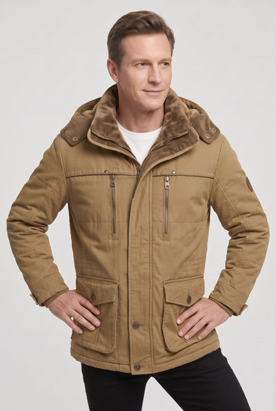 Men's Winter Jacket | Detachable Hood Zip Chest Pockets - 5